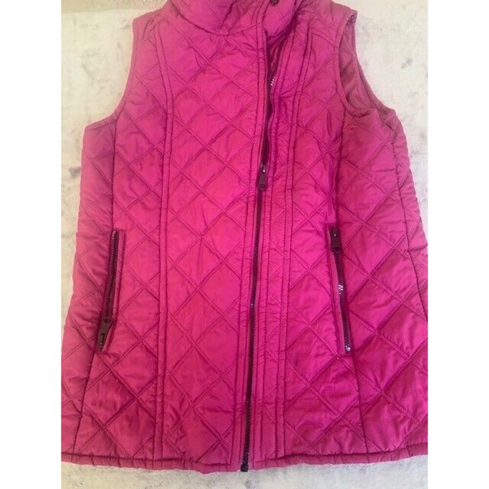 Andrew Marc New York pink Puffer Vest Size Medium Womens Berry Cottage Core - Picture 6 of 6